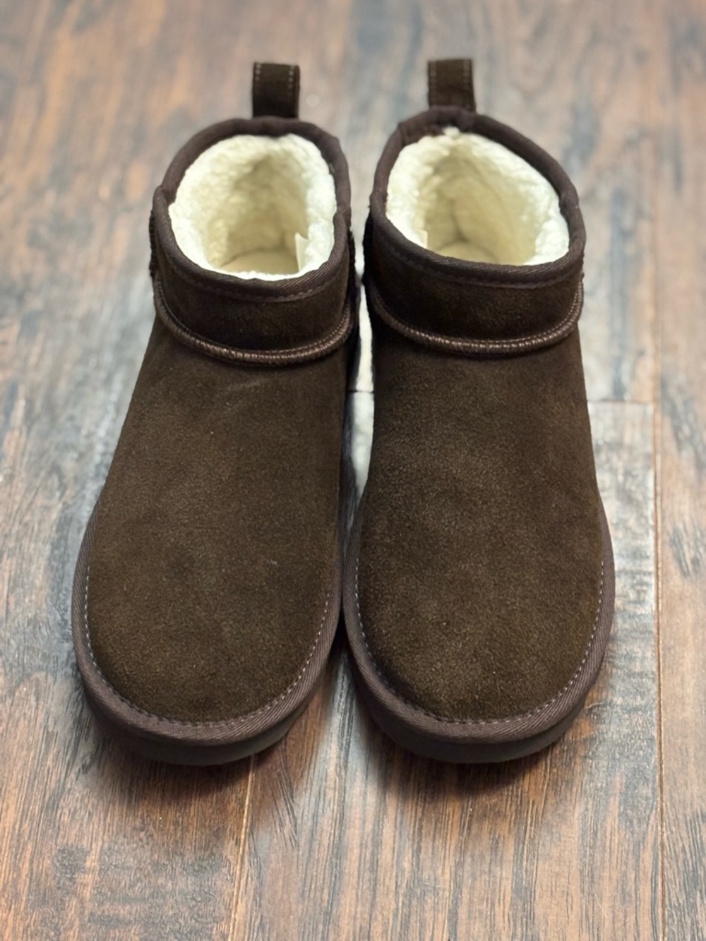 Clarks Women's Dark Brown Suede Shearling Booties